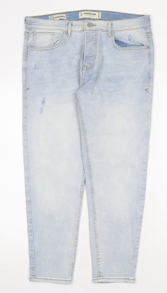 Denim & Co. Womens Blue Cotton Skinny Jeans Size 34 in Slim Zip