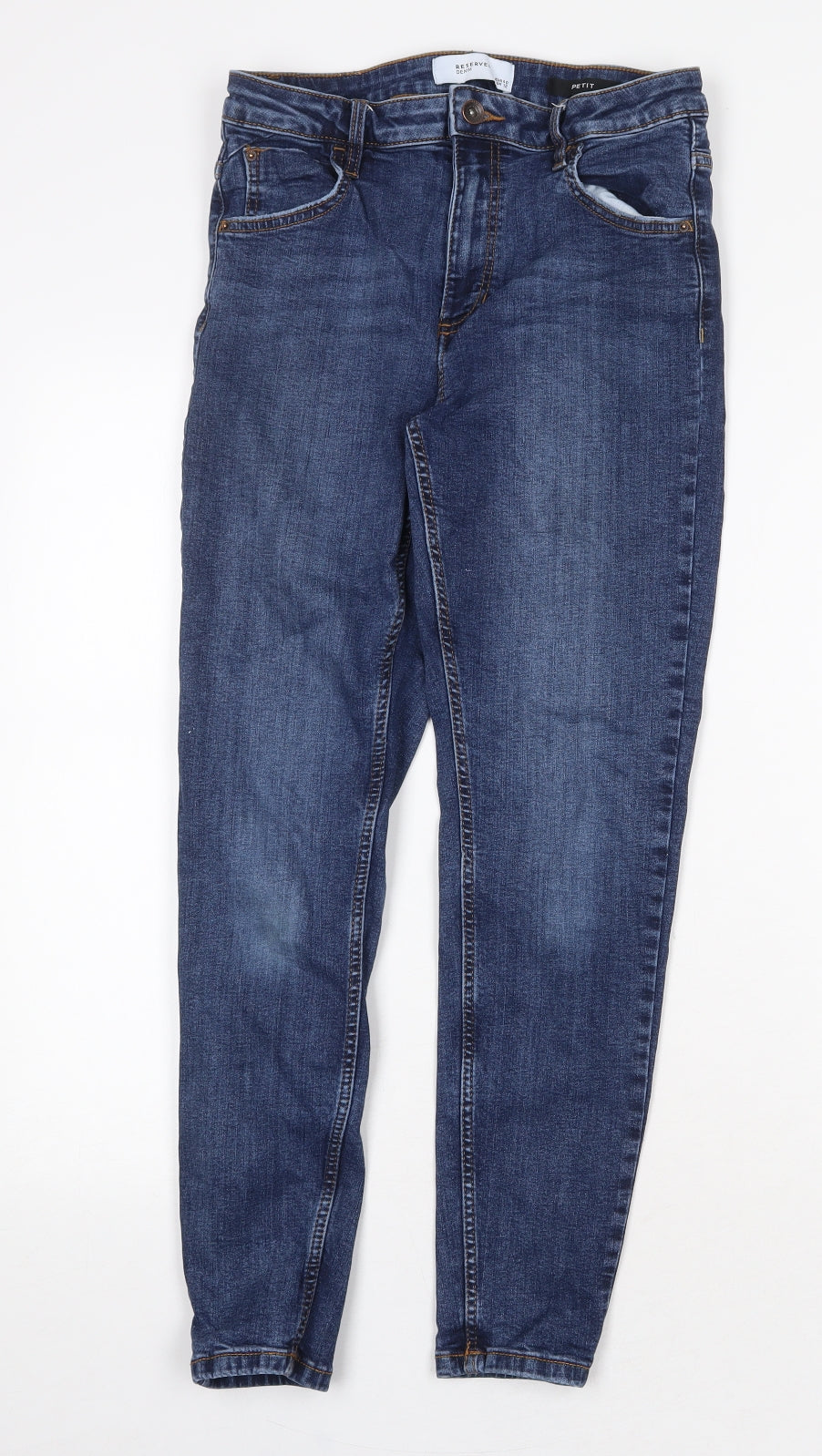Womens UK Size 12 RESERVED Regular Fit Skinny Blue Jeans