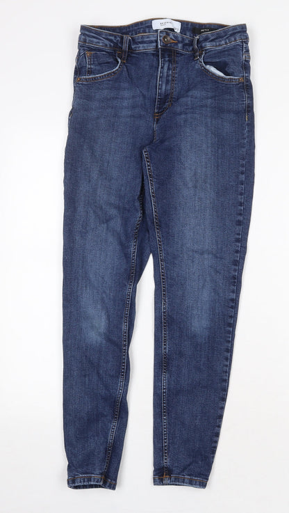 Womens UK Size 12 RESERVED Regular Fit Skinny Blue Jeans