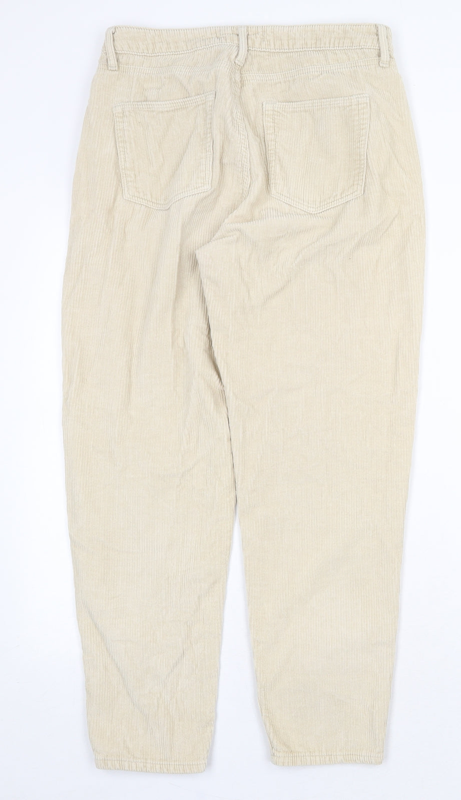 Denim & Co. Womens Beige Cotton Carrot Trousers Size 12 Regular Zip