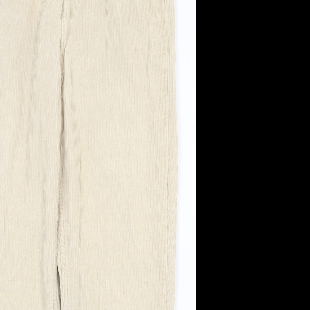 Denim & Co. Womens Beige Cotton Carrot Trousers Size 12 Regular Zip