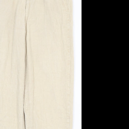 Denim & Co. Womens Beige Cotton Carrot Trousers Size 12 Regular Zip