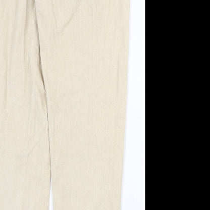 Denim & Co. Womens Beige Cotton Carrot Trousers Size 12 Regular Zip