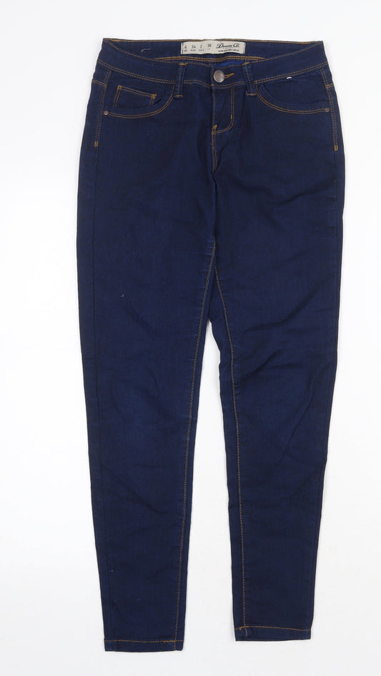 Denim & Co. Womens Blue Cotton Skinny Jeans Size 6 Regular Button