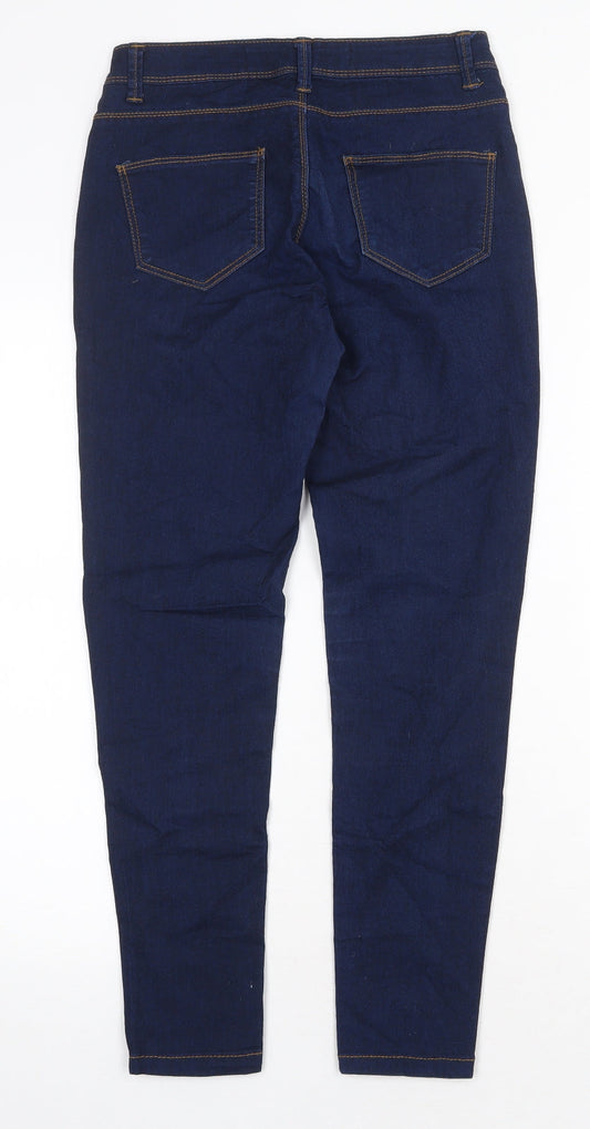 Denim & Co. Womens Blue Cotton Skinny Jeans Size 6 Regular Button