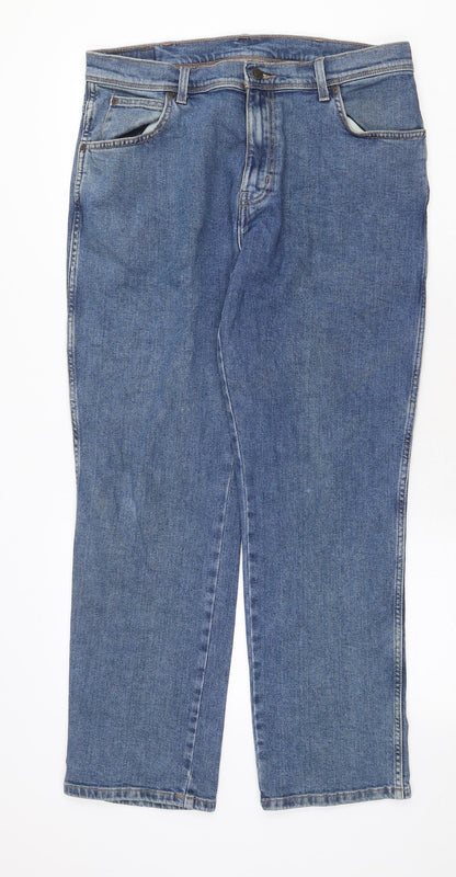 Denim & Co. Womens Blue Cotton Straight Jeans Size 32 in Regular Zip