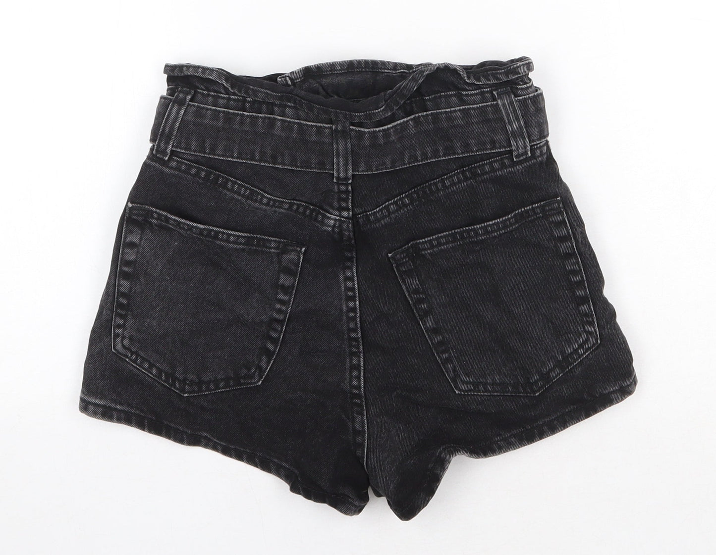 H&M Womens Black Cotton Boyfriend Shorts Size 4 Regular Button