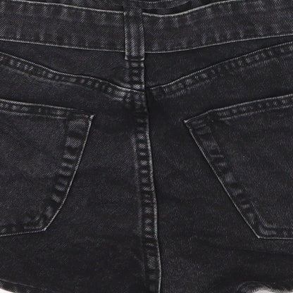H&M Womens Black Cotton Boyfriend Shorts Size 4 Regular Button