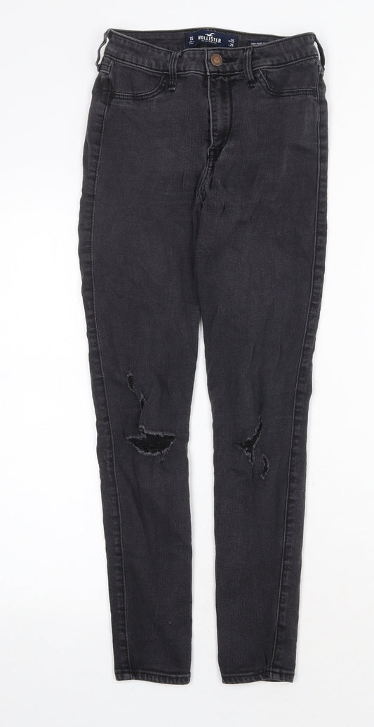 Hollister Womens Grey Cotton Skinny Jeans Size 24 in Regular Zip