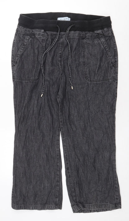 Cindy Slough Mens Grey Cotton Straight Jeans Size 36 in Regular Drawstring