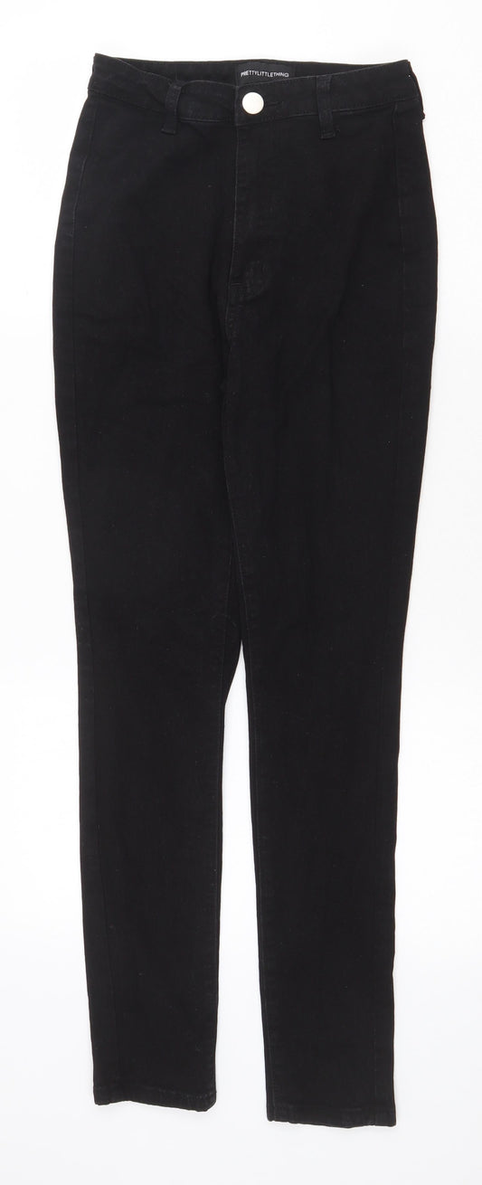 PRETTYLITTLETHING Womens Black Cotton Skinny Jeans Size 6 Regular Zip