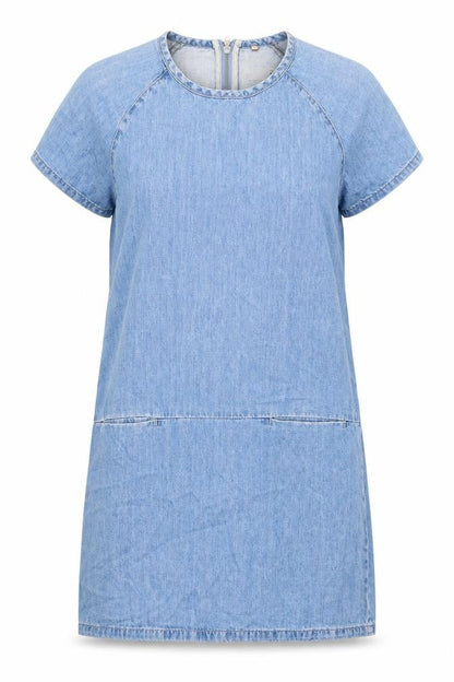 Topshop Womens Blue 100% Cotton A-Line Size 8 Round Neck Zip