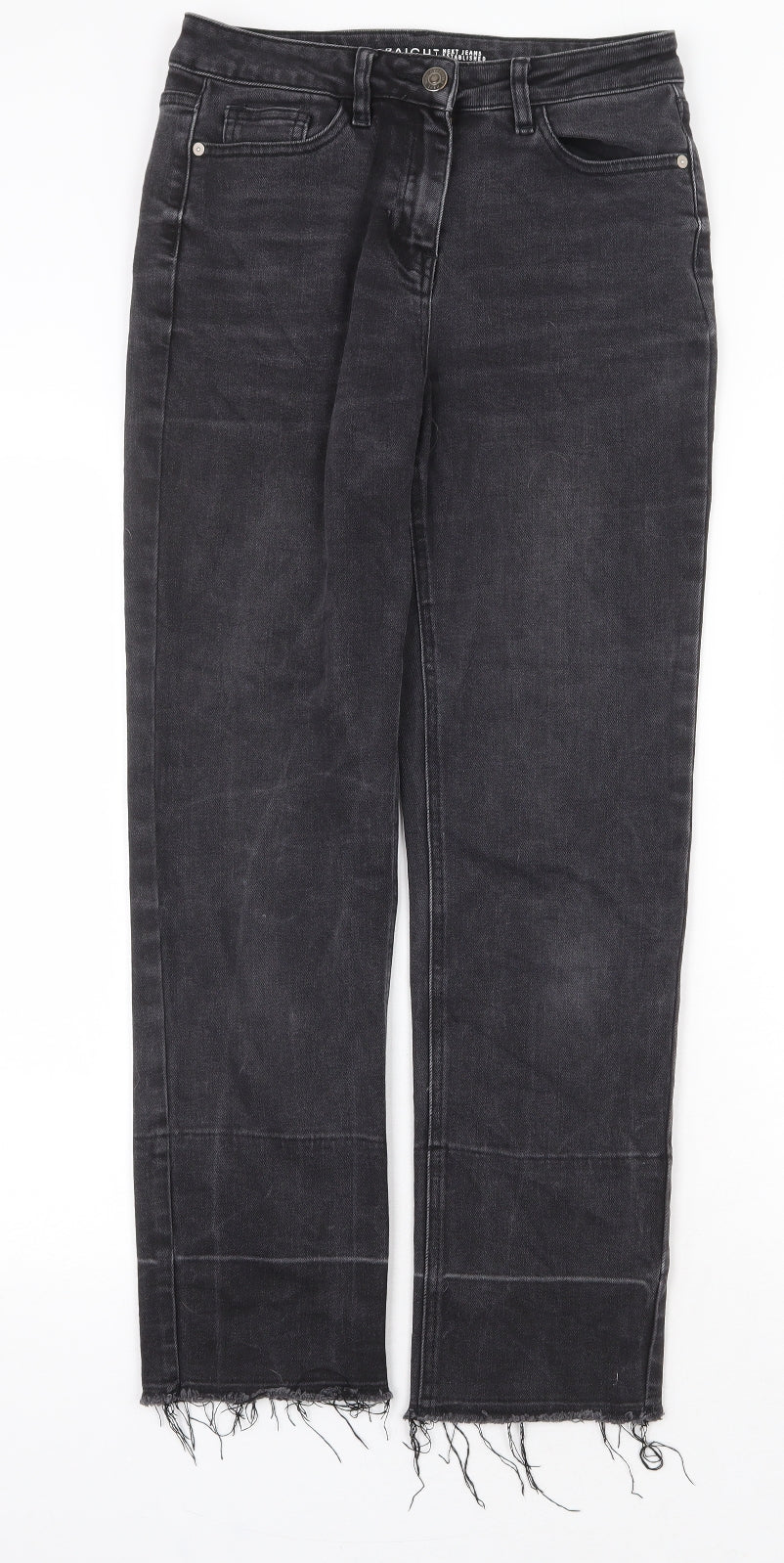 NEXT Womens Grey Cotton Straight Jeans Size 6 Regular Zip