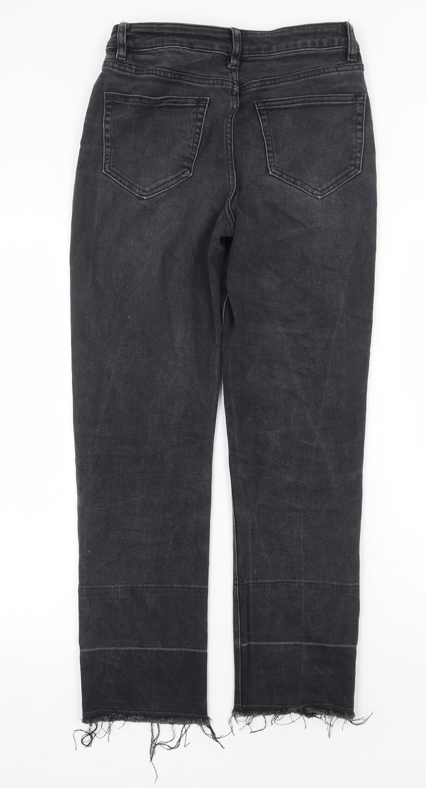 NEXT Womens Grey Cotton Straight Jeans Size 6 Regular Zip