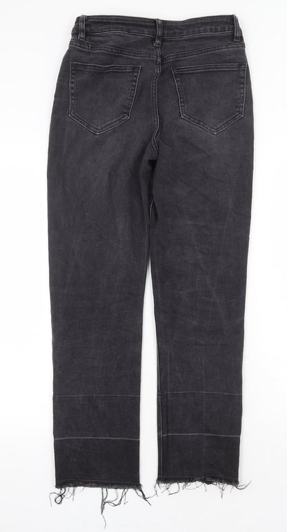 NEXT Womens Grey Cotton Straight Jeans Size 6 Regular Zip