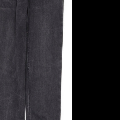 NEXT Womens Grey Cotton Straight Jeans Size 6 Regular Zip