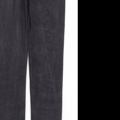 NEXT Womens Grey Cotton Straight Jeans Size 6 Regular Zip