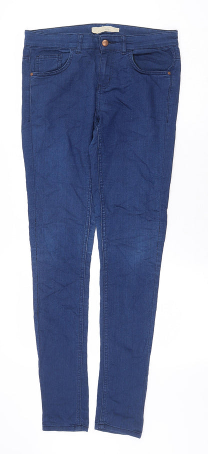 Topshop Womens Blue Cotton Skinny Jeans Size 30 in Regular Zip