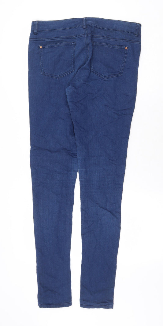 Topshop Womens Blue Cotton Skinny Jeans Size 30 in Regular Zip