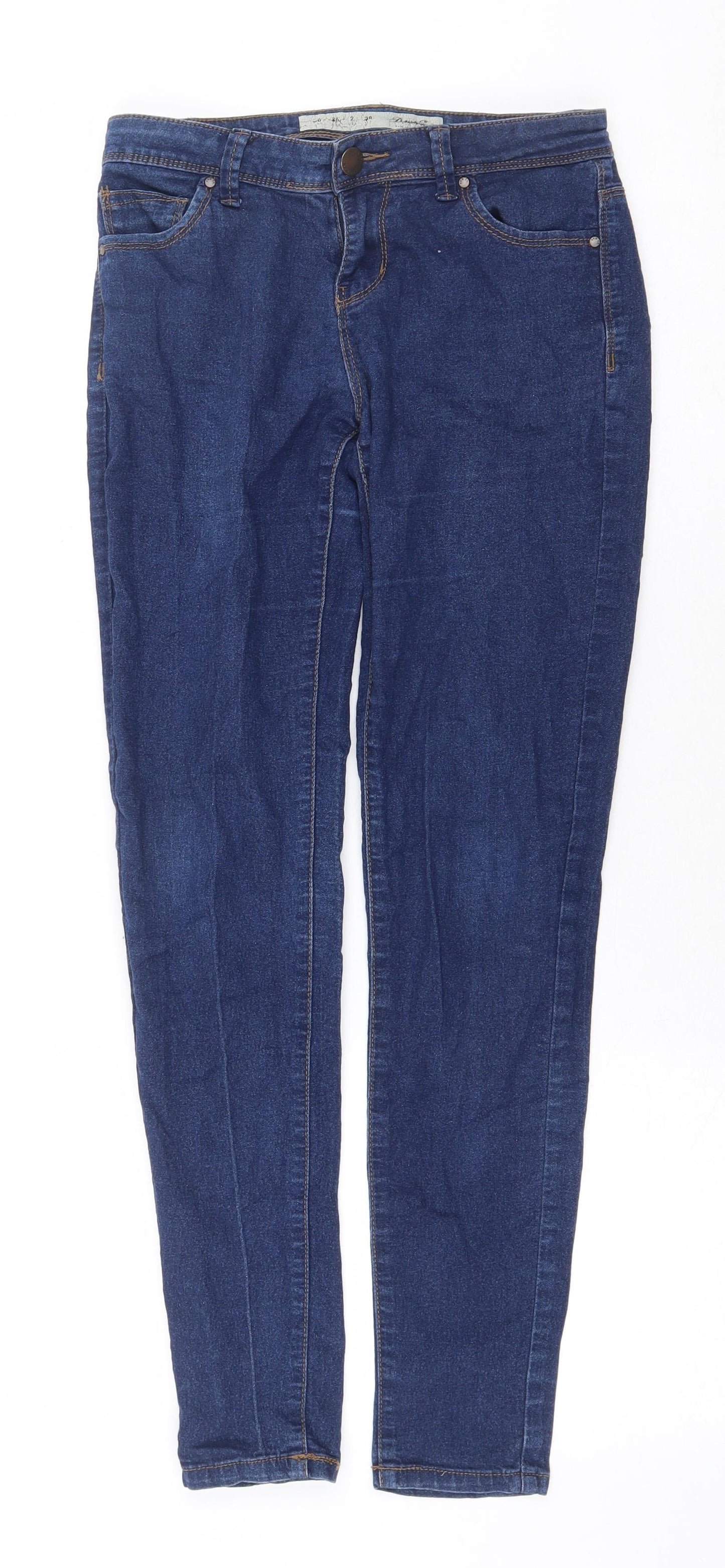 Denim & Co. Womens Blue Cotton Skinny Jeans Size 6 Regular Zip