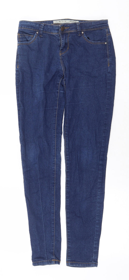 Denim & Co. Womens Blue Cotton Skinny Jeans Size 6 Regular Zip