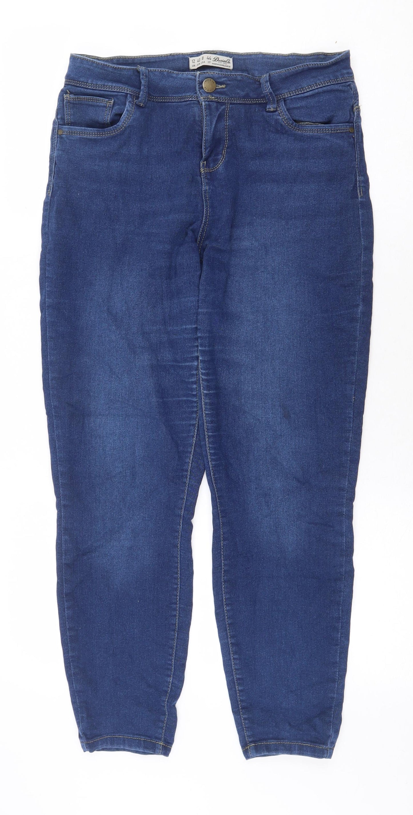 Denim & Co. Womens Blue Cotton Skinny Jeans Size 12 Regular Zip