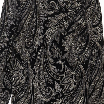 NEXT Womens Black Paisley Polyester Shift Size 8 Round Neck Button