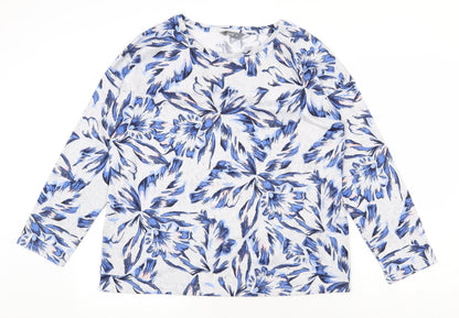 Nutmeg Womens Grey Round Neck Floral Polyester Pullover Jumper Size 12