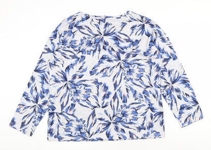 Nutmeg Womens Grey Round Neck Floral Polyester Pullover Jumper Size 12