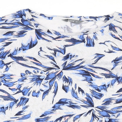 Nutmeg Womens Grey Round Neck Floral Polyester Pullover Jumper Size 12