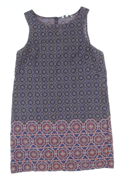 New Look Womens Multicoloured Geometric Polyester A-Line Size 14 Round Neck