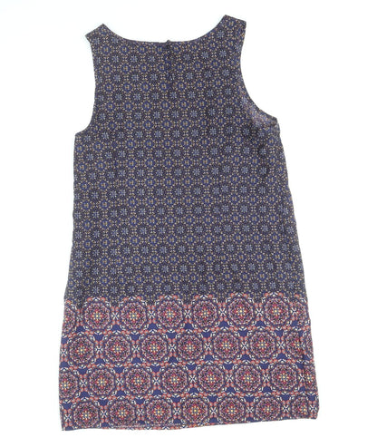 New Look Womens Multicoloured Geometric Polyester A-Line Size 14 Round Neck