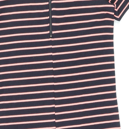 VILA Womens Blue Striped Polyester T-Shirt Dress Size M Round Neck Zip