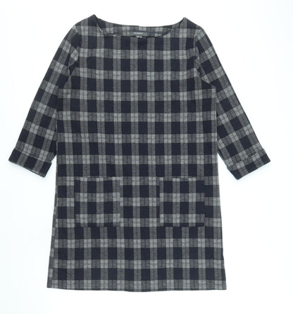 Primark Womens Grey Check Polyester Sheath Size 12 Round Neck Pullover