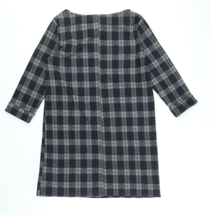 Primark Womens Grey Check Polyester Sheath Size 12 Round Neck Pullover