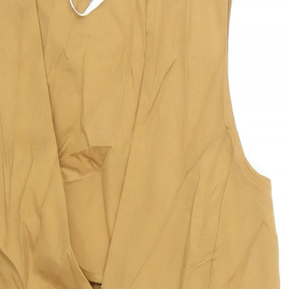 Primark Womens Brown Lyocell Basic Button-Up Size 10 V-Neck