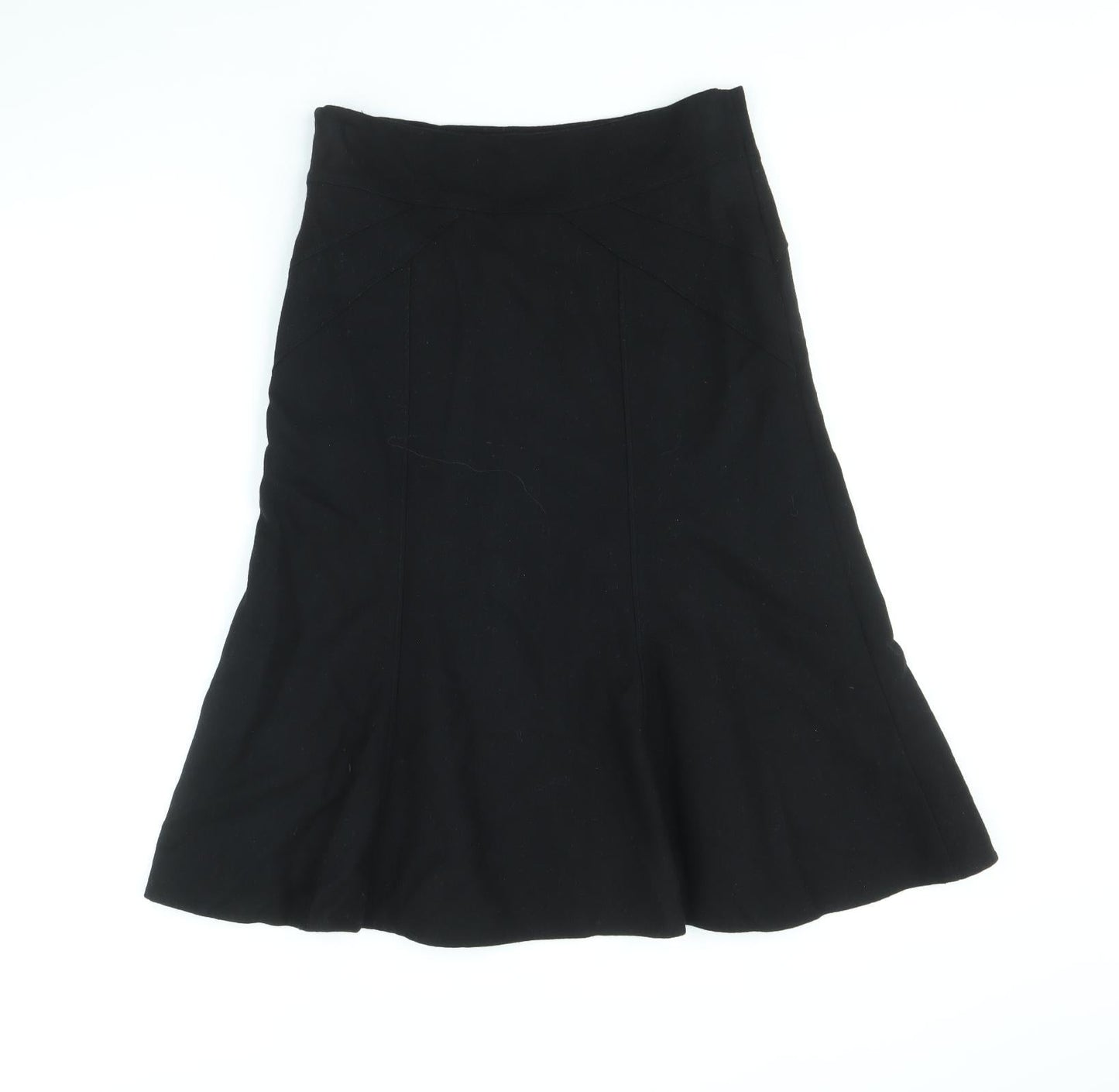 New Look Womens Black Wool Swing Skirt Size 8 Zip
