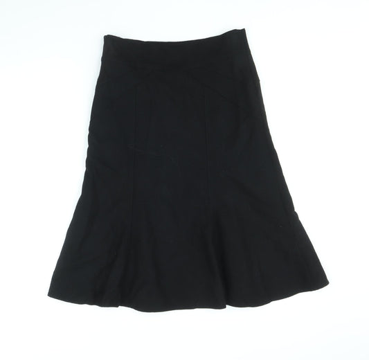 New Look Womens Black Wool Swing Skirt Size 8 Zip
