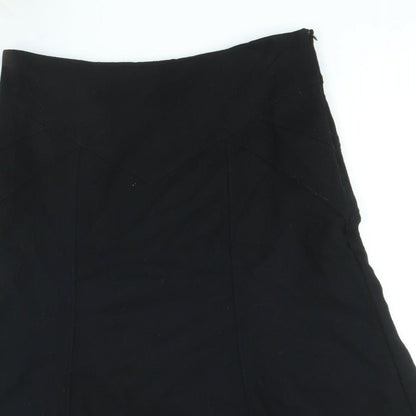 New Look Womens Black Wool Swing Skirt Size 8 Zip