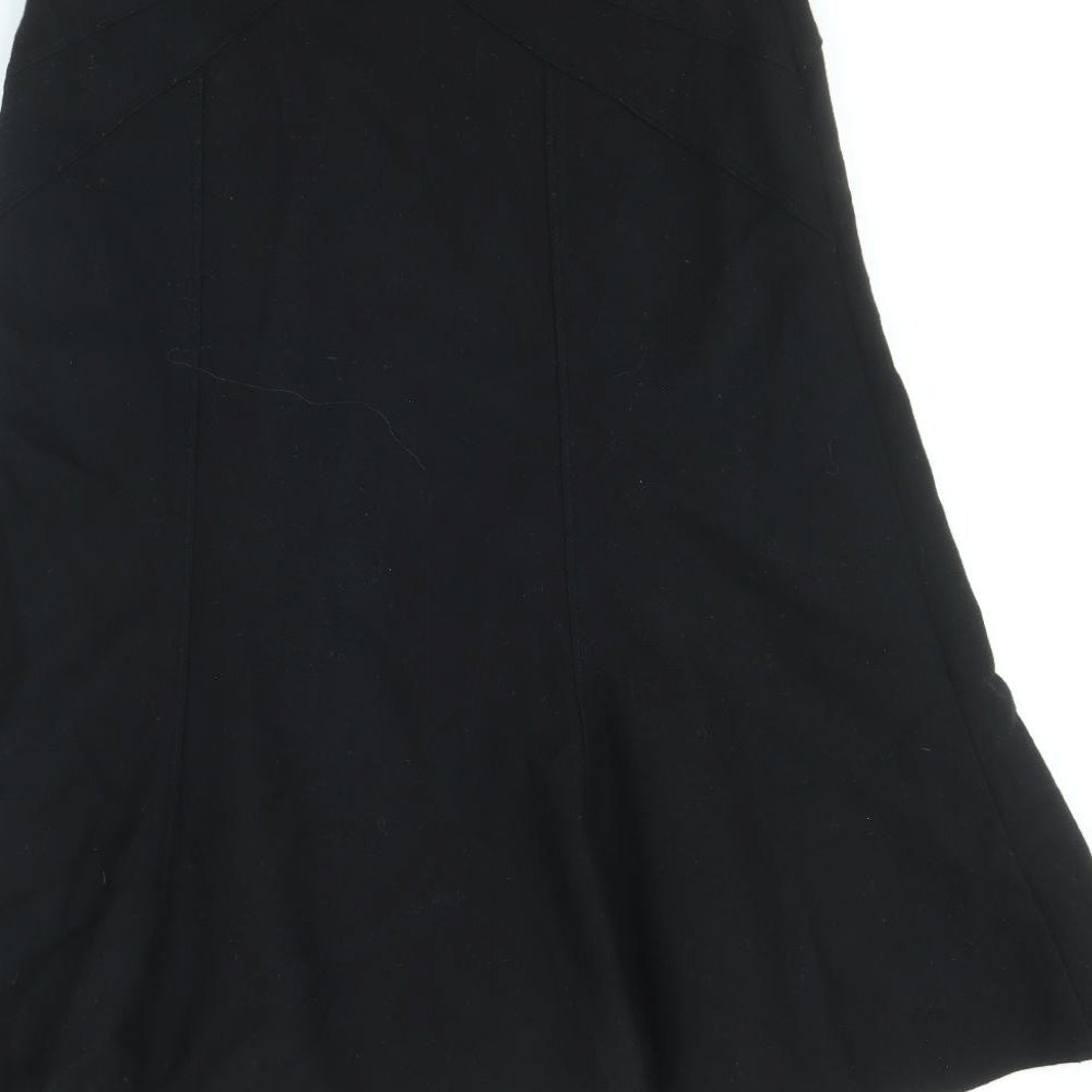 New Look Womens Black Wool Swing Skirt Size 8 Zip