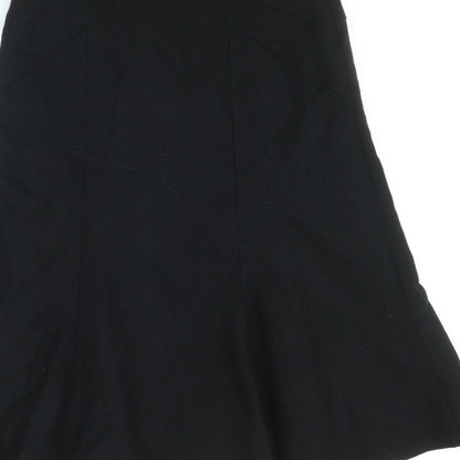 New Look Womens Black Wool Swing Skirt Size 8 Zip