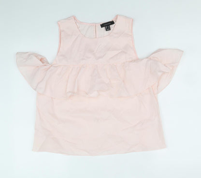 Atmosphere Womens Pink Cotton Basic Tank Size 16 Round Neck - Cold Shoulder