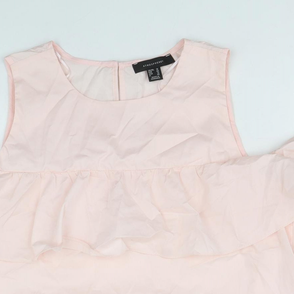 Atmosphere Womens Pink Cotton Basic Tank Size 16 Round Neck - Cold Shoulder