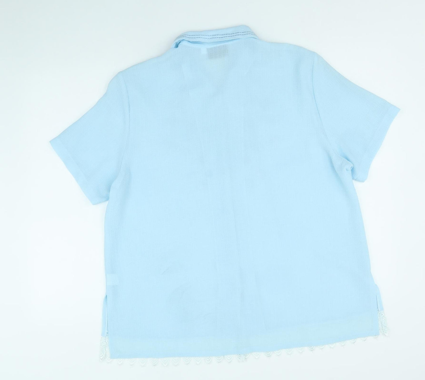 Adam Collection Womens Blue Polyester Basic Button-Up Size 18 Collared