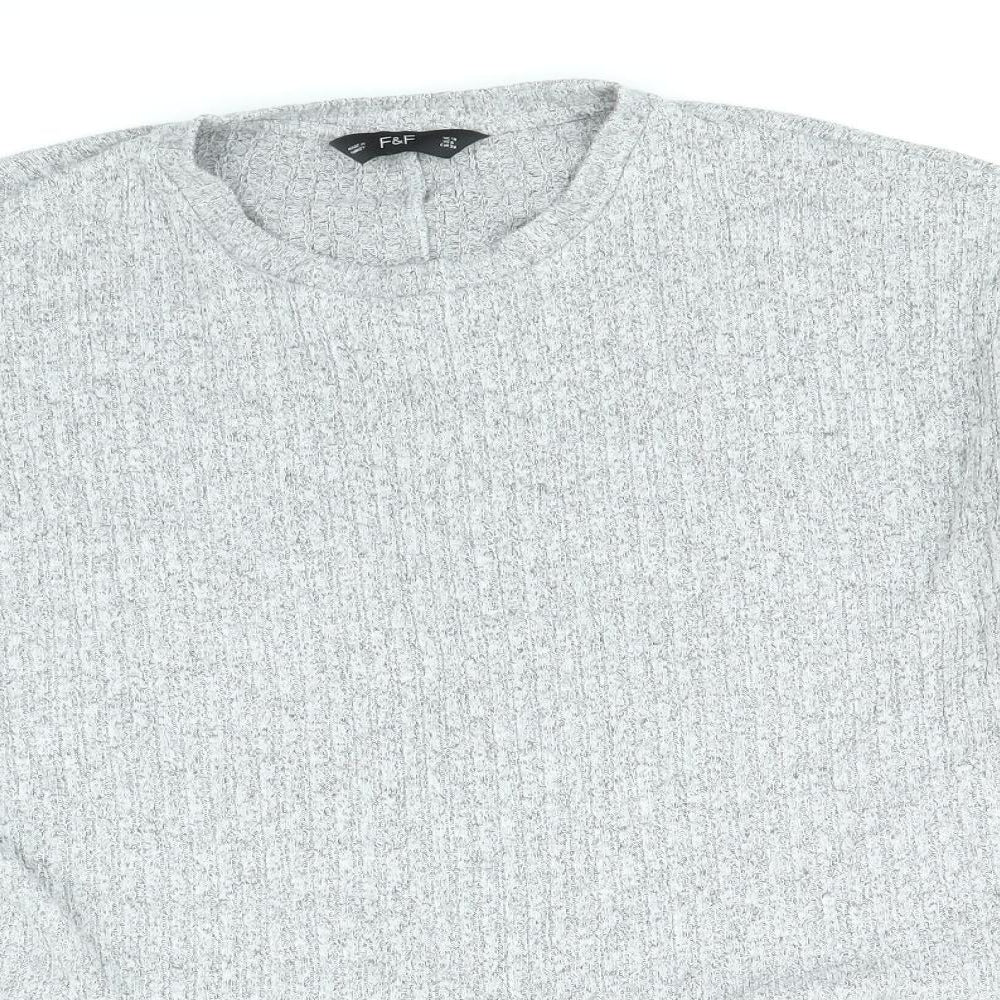 F&F Womens Grey Round Neck Viscose Pullover Jumper Size 10