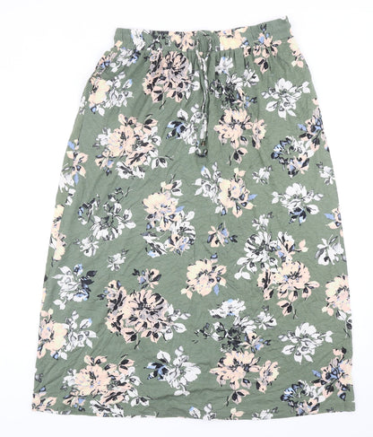 George Womens Green Floral Polyester Straight & Pencil Skirt Size 32 in Drawstring