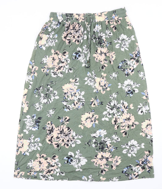 George Womens Green Floral Polyester Straight & Pencil Skirt Size 32 in Drawstring