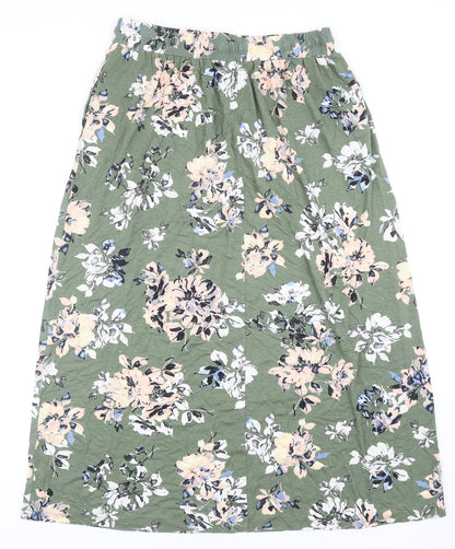 George Womens Green Floral Polyester Straight & Pencil Skirt Size 32 in Drawstring