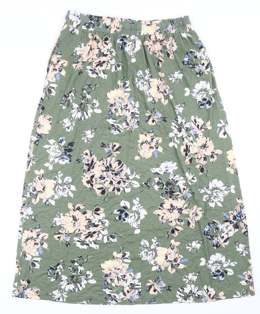 George Womens Green Floral Polyester Straight & Pencil Skirt Size 32 in Drawstring