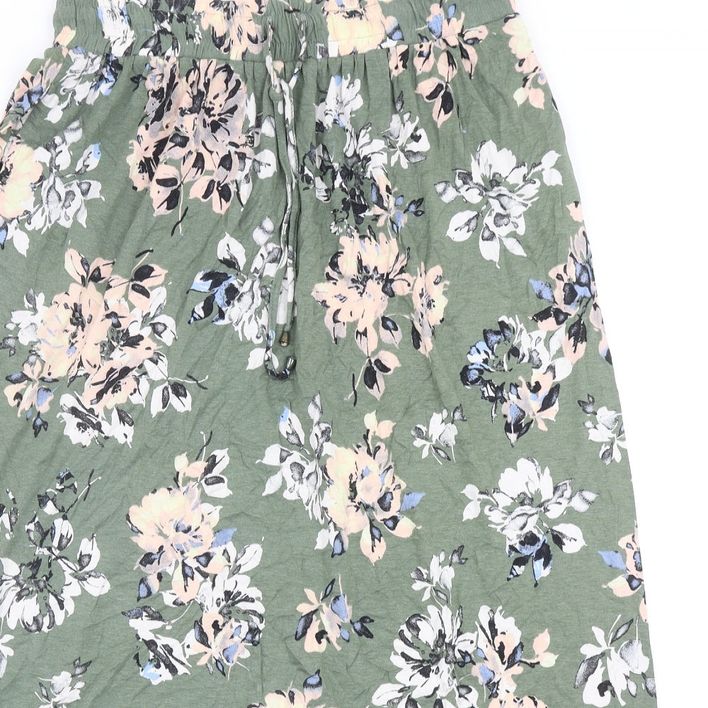 George Womens Green Floral Polyester Straight & Pencil Skirt Size 32 in Drawstring